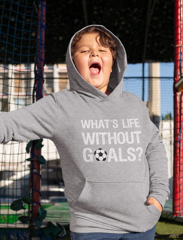 Tstars What's Life Without Goals Soccer Gifts Hoodie for Boys Girls Kids Hoodies Medium Gray