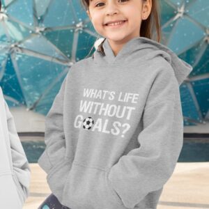 Tstars What's Life Without Goals Soccer Gifts Hoodie for Boys Girls Kids Hoodies Medium Gray