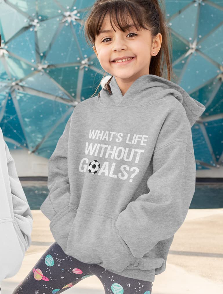 Tstars What's Life Without Goals Soccer Gifts Hoodie for Boys Girls Kids Hoodies Medium Gray