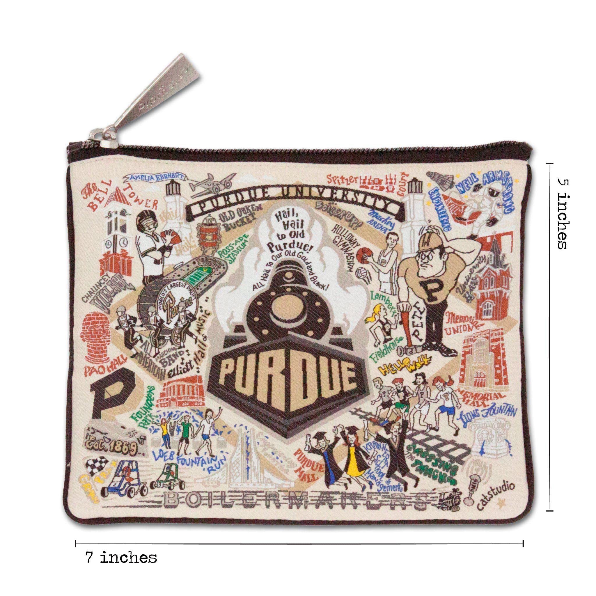 Catstudio Collegiate Zipper Pouch, Purdue University Travel Toiletry Bag, Ideal Gift for College Students or Alumni, Makeup Bag, Dog Treat Pouch, or Travel Purse Pouch