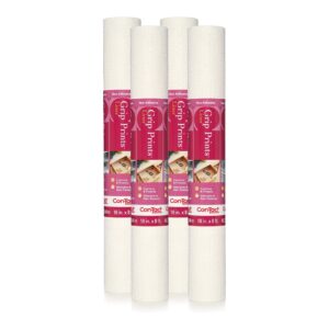 con-tact brand grip prints shelf liner, durable and non-adhesive liners, non-slip drawer and cabinet liner, 18" x 8', white, pack of 4 rolls