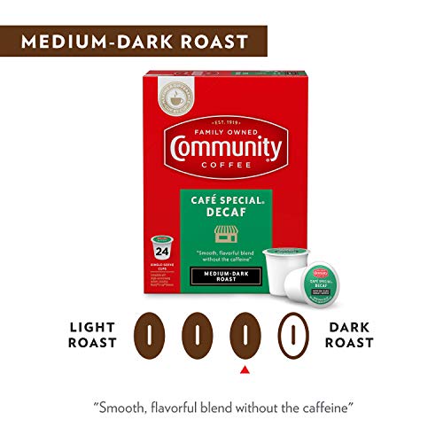 Community Coffee Café Special 36 Count Coffee Pods, Medium Dark Roast Decaf, Compatible with Keurig 2.0 K-Cup Brewers