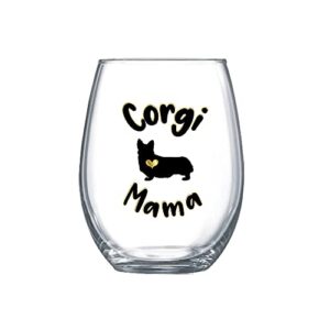 Best Corgi Mom Dog Gifts for Women Stemless Wine Glass for Her Cup Idea Large 0130