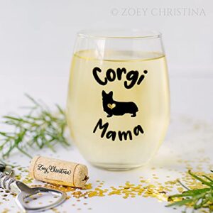 Best Corgi Mom Dog Gifts for Women Stemless Wine Glass for Her Cup Idea Large 0130