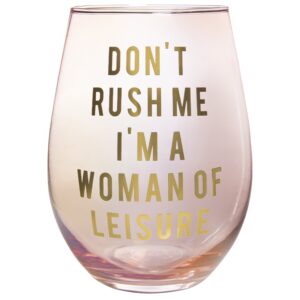 slant collections creative brands stemless wine glass, 20-ounce, don't rush me