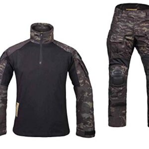 Airsoft Military BDU Tactical Suit Combat Gen3 Uniform Shirt Pants Multicam Black (L)