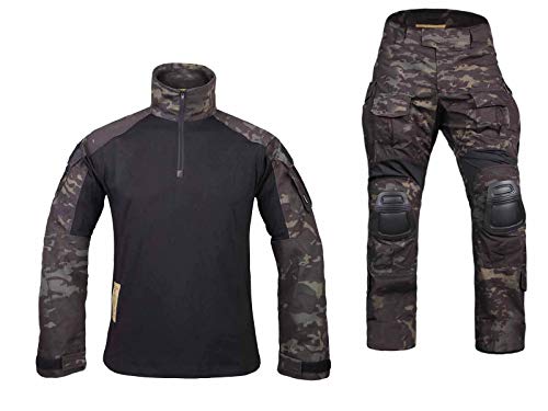 Airsoft Military BDU Tactical Suit Combat Gen3 Uniform Shirt Pants Multicam Black (L)