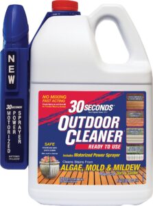 30 seconds mold and mildew stain remover | 1.3 gallon | ready to use | battery powered spray wand