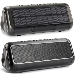 solar bluetooth speaker portable，5000mah wireless speaker，ipx6 waterproof outdoor speaker，bluetooth 5.1，tws pairing，50h play time heavy bass for beach，party，hiking，cycling，indoor & outdoor activities.