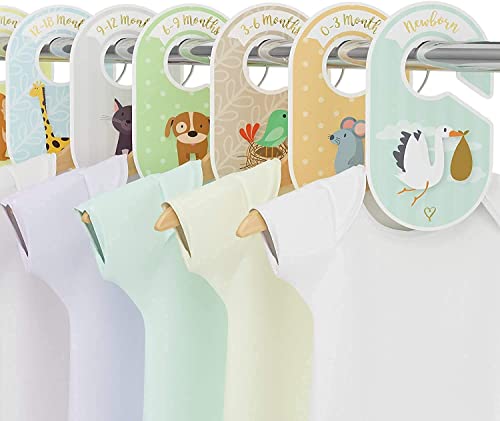 Baby Closet dividers & Baby Clothes Organizer - 18 x Baby Clothes Closet dividers - Neutral Hangers (boy & Girl) - Size & Age Baby Clothes dividers - Cozy Hedgehog