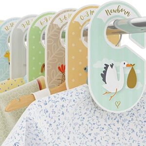 Baby Closet dividers & Baby Clothes Organizer - 18 x Baby Clothes Closet dividers - Neutral Hangers (boy & Girl) - Size & Age Baby Clothes dividers - Cozy Hedgehog