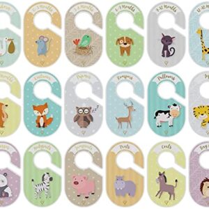 Baby Closet dividers & Baby Clothes Organizer - 18 x Baby Clothes Closet dividers - Neutral Hangers (boy & Girl) - Size & Age Baby Clothes dividers - Cozy Hedgehog