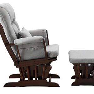 Angel Line Monterey Glider & Ottoman, Espresso Finish - Grey Cushion