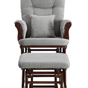 Angel Line Monterey Glider & Ottoman, Espresso Finish - Grey Cushion