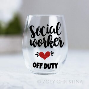 Social Worker Retirement Gift for Women 20oz Funny Stemless Wine Glass 0140