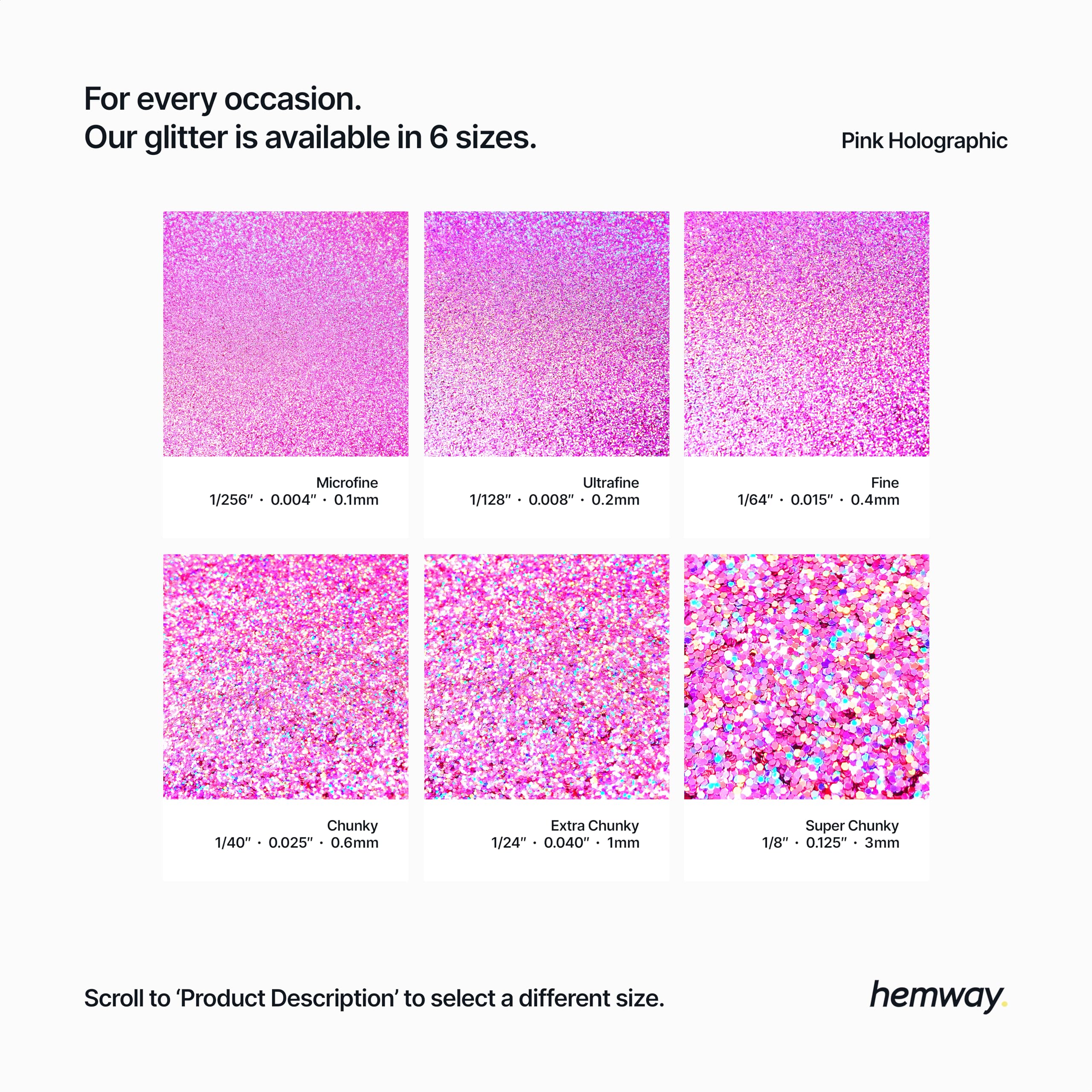 Hemway Premium Ultra Sparkle Glitter Multi-Purpose Metallic Flake for Nail Art, Cosmetic Graded, Makeup, Festival and Hair 100g / 3.5oz - Microfine (1/256 0.004 0.1mm) - Pink Holographic