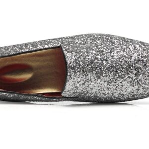 Mens Smoking Slipper Metallic Sparkling Glitter Tuxedo Slip on Dress Shoes Loafers Shoes (12.0 D(M) US, Silver)