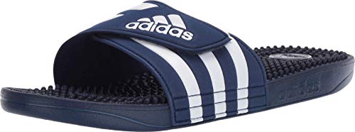 adidas Unisex Adissage Slides Sandal, Dark Blue/White/Dark Blue, 6 US Men