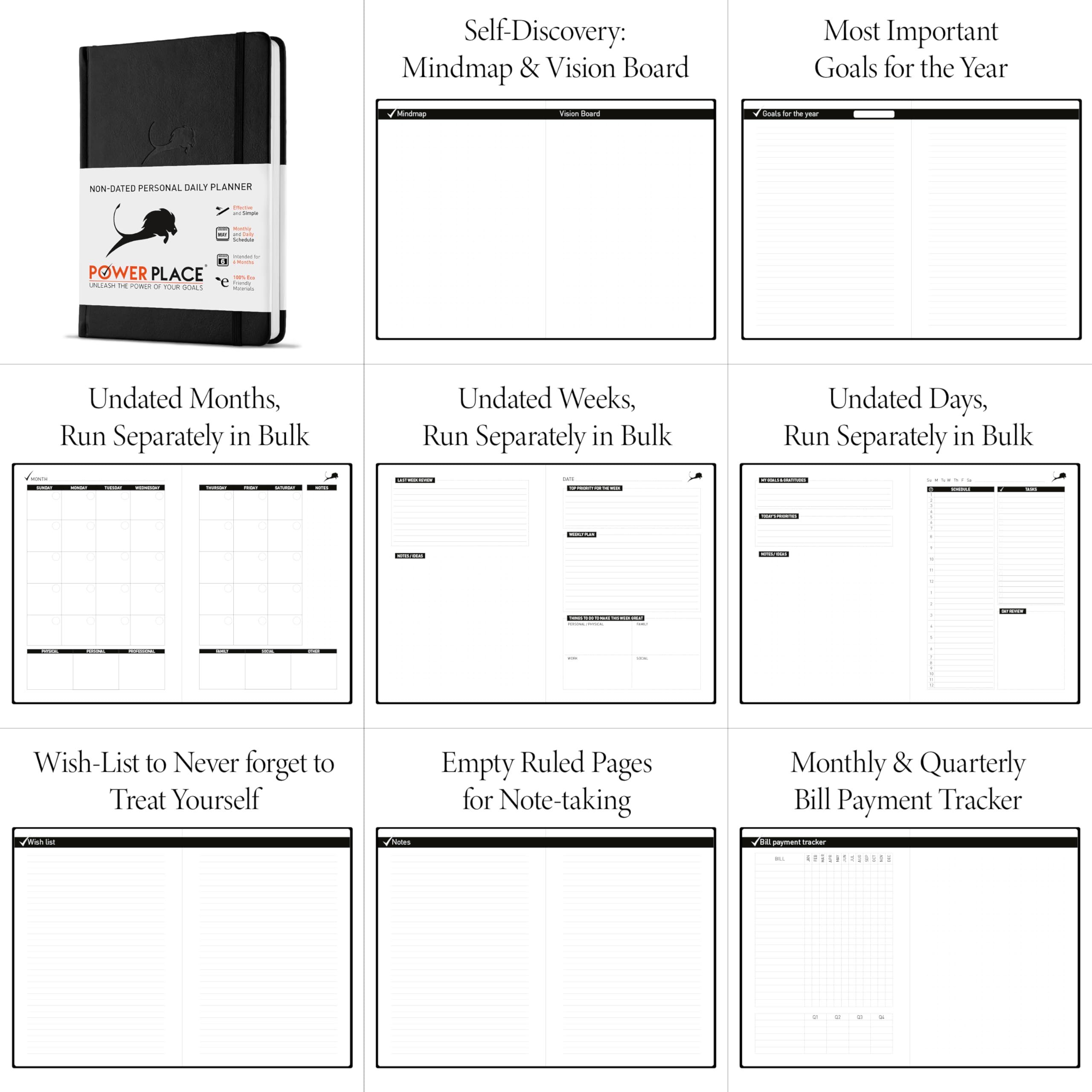 Best Daily Planner for Productivity & Time Management - Monthly Calendar, Weekly and Daily to DO List - 24 Hour Schedule & Appointment Journal - 6 Months - Undated - Hardcover - 12 Months Guarantee