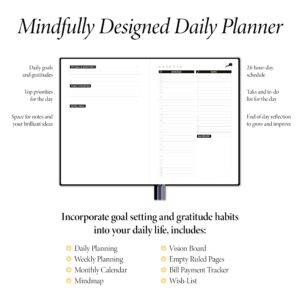 Best Daily Planner for Productivity & Time Management - Monthly Calendar, Weekly and Daily to DO List - 24 Hour Schedule & Appointment Journal - 6 Months - Undated - Hardcover - 12 Months Guarantee