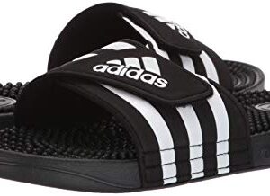 adidas Women's Adissage Slides Sandal, Black/White/Black, 7