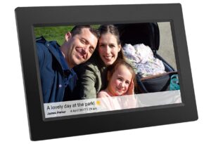 feelcare 10 inch wifi digital picture frame - electronic, wall mountable smart frames，frameo app - send photos & videos from anywhere - ips lcd panel, touchscreen portrait & landscape display(black)