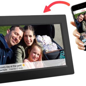 Feelcare 10 Inch WiFi Digital Picture Frame - Electronic, Wall Mountable Smart Frames，Frameo App - Send Photos & Videos from Anywhere - IPS LCD Panel, Touchscreen Portrait & Landscape Display(Black)