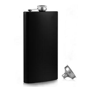 gennissy 12oz whiskey flasks for liquor for men, 304 18/11 stainless steel leakproof with funnel, with never-lose metal cap, hip flask gift sets for groomsmen, camping pocket metal flask