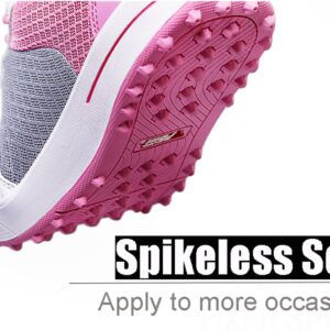 Ladies Breathable Spikeless Golf Shoes for Women, Lightweight Mesh Casual Walking Sneakers Shoes Pink