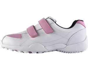 pgm women's golf shoes waterproof spikeless with hook and loop straps pink