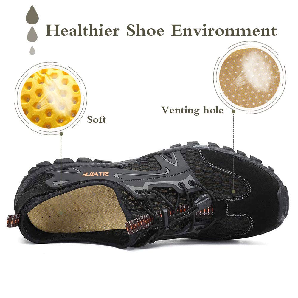 Water Shoes Men Women Quick Dry Barefoot Aqua Swim River Shoes for Pool Beach Hiking Walking Shoes Black Size 12 Women/9.5 Men