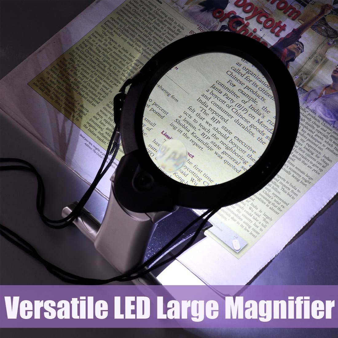 Reading Magnifier Magnifying Glass Necklace 2.5 X 6X Lighted Magnifier Glass Magnify Hands Free Handheld Large LED Magnifying Glass Illuminated Loupe Lens for for Seniors Reading,Embroidery,Jeweler