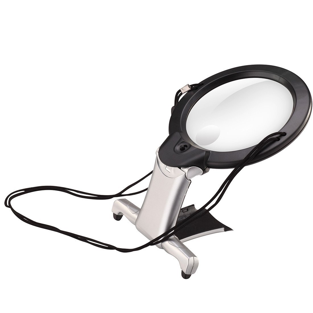Reading Magnifier Magnifying Glass Necklace 2.5 X 6X Lighted Magnifier Glass Magnify Hands Free Handheld Large LED Magnifying Glass Illuminated Loupe Lens for for Seniors Reading,Embroidery,Jeweler