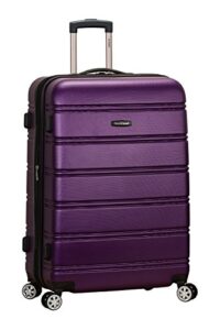 rockland melbourne hardside expandable spinner wheel luggage, purple, checked-large 28-inch
