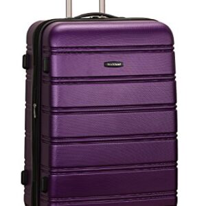 Rockland Melbourne Hardside Expandable Spinner Wheel Luggage, Purple, Checked-Large 28-Inch