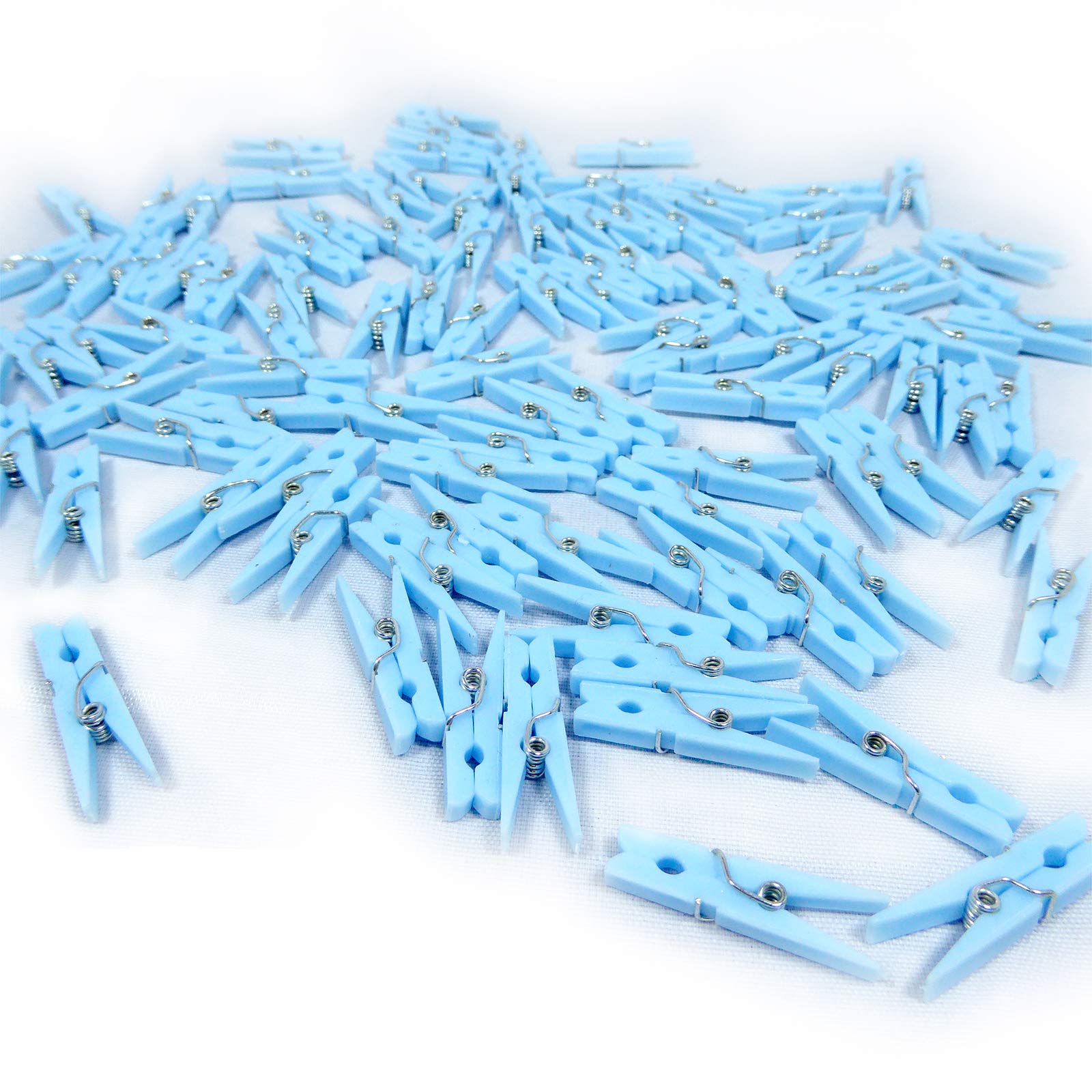 Mini Blue Clothespins | 100 Pack 1.25” Inch Clothes Pins Plastic Baby Shower Favors | Party Game Scatter Decorations | DIY Baby Boy Gender Reveal Parties | by Anapoliz