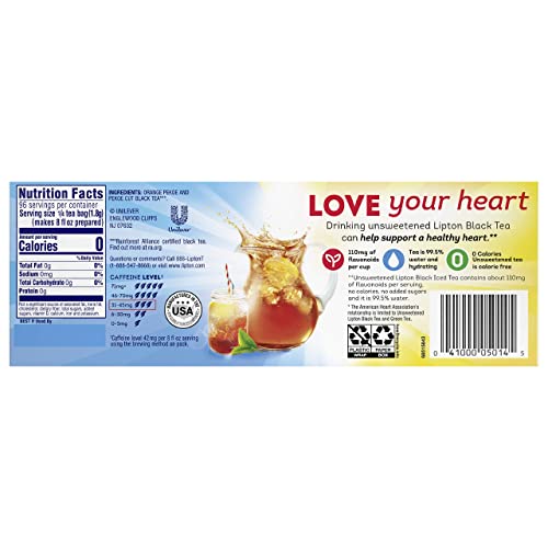 Lipton Unsweetened Iced Tea Bags, Family Size, 24 Count (Pack of 6)