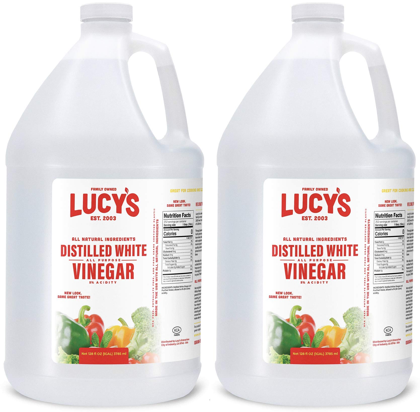 Lucy's Family Owned - Natural Distilled White Vinegar, 1 Gallon 128oz. (Pack of 2)