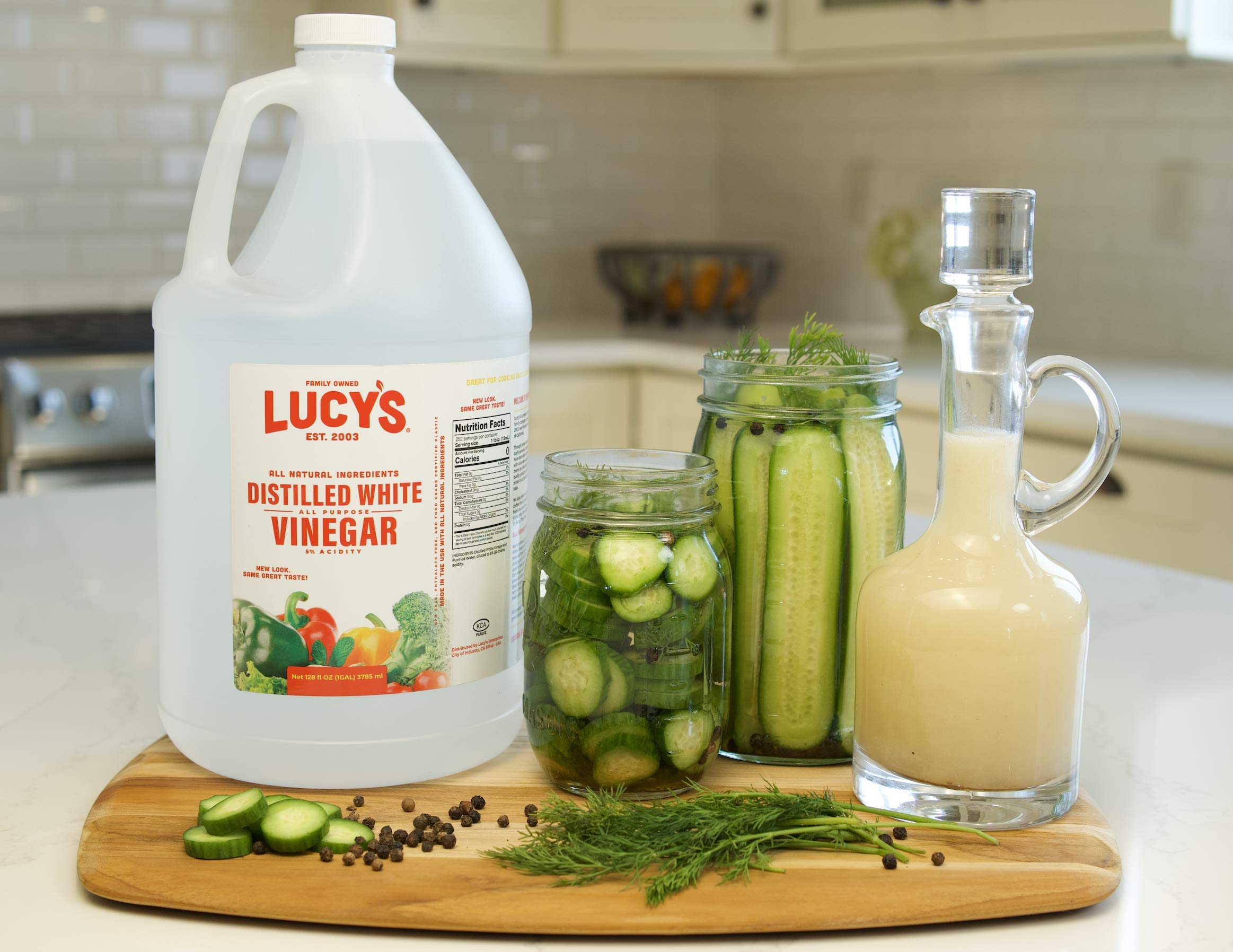 Lucy's Family Owned - Natural Distilled White Vinegar, 1 Gallon 128oz. (Pack of 2)