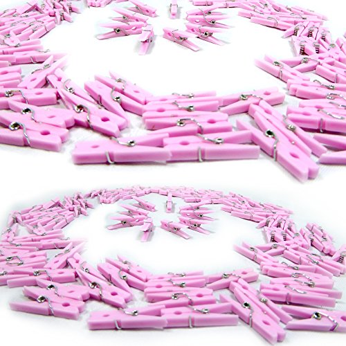 Mini Pink Clothespins | 100 Pack 1.25" Inch Clothes Pins Plastic Baby Shower Favors | Party Game Scatter Decorations | DIY Baby Girl Gender Reveal Parties | by Anapoliz