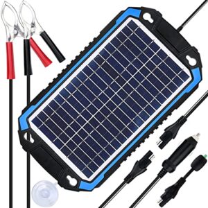 suner power 12v solar car battery charger & maintainer, 6w waterproof solar trickle charger, portable solar charger, high efficiency solar panel kit for deep cycle marine rv trailer boat