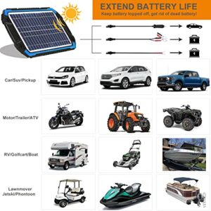 SUNER POWER 12V Solar Car Battery Charger & Maintainer, 6W Waterproof Solar Trickle Charger, Portable Solar Charger, High Efficiency Solar Panel Kit for Deep Cycle Marine RV Trailer Boat