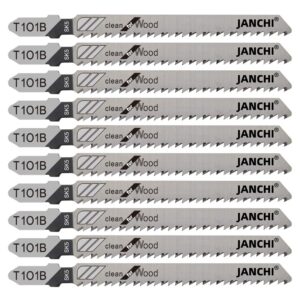 50pack t101b t-shank contractor jig saw blades - 4 inch 10 tpi jigsaw blades set- made for high speed carbon steel, clean and precise straight cutting wood boards pvc plastic