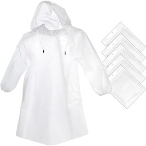 cosowe rain ponchos disposable for adults kids, 5 pack clear raincoats with hood for emergency disney travel outdoor