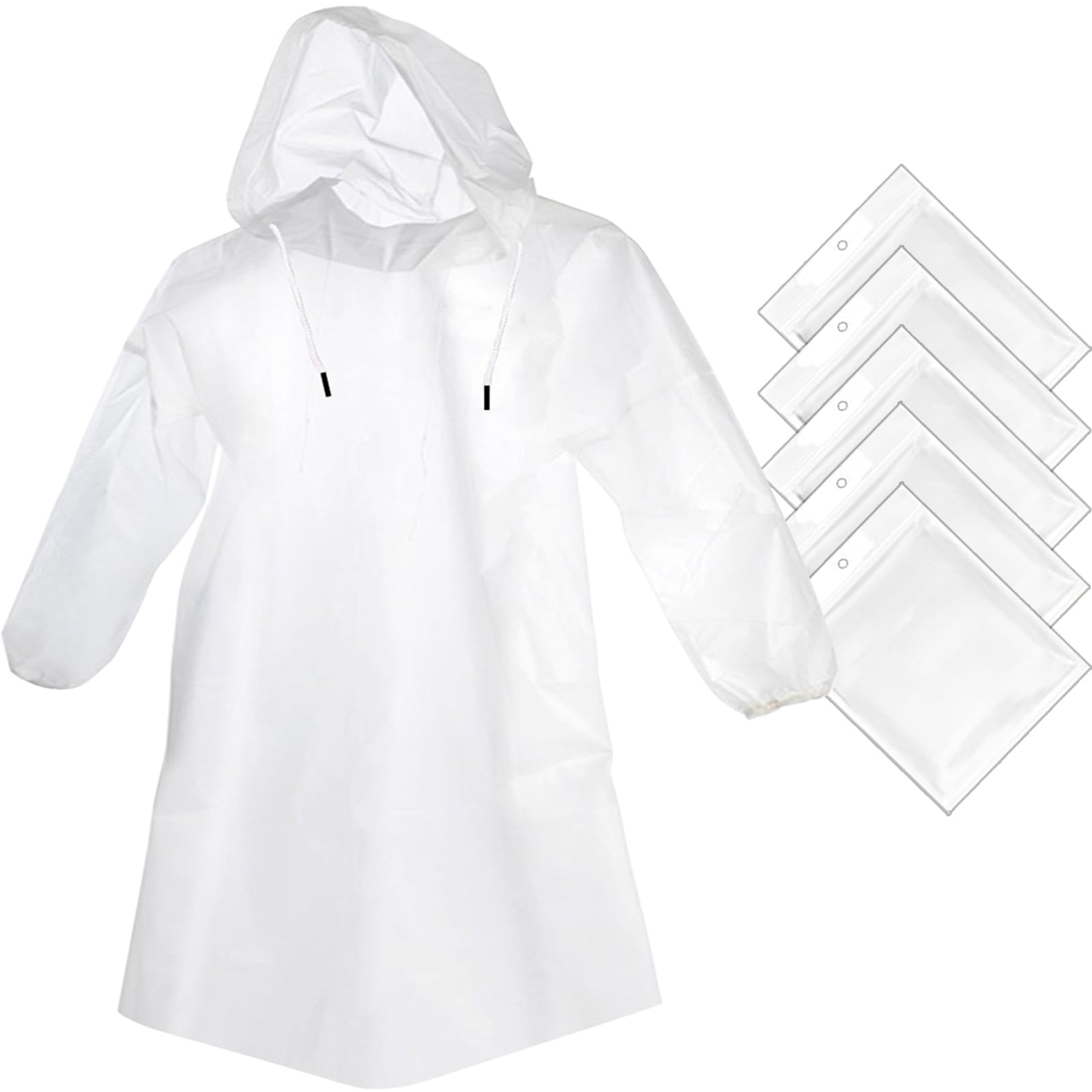 Cosowe Rain Ponchos Disposable for Adults Kids, 5 Pack Clear Raincoats with hood for Emergency Disney Travel Outdoor