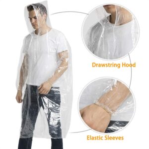 Cosowe Rain Ponchos Disposable for Adults Kids, 5 Pack Clear Raincoats with hood for Emergency Disney Travel Outdoor