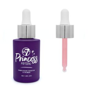 w7 princess potion face primer drops - purple makeup base priming formula for flawless, bright skin - vegan makeup