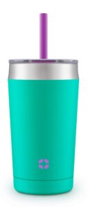 ello rise vacuum insulated stainless steel tumbler with optional straw, 12 oz, mint