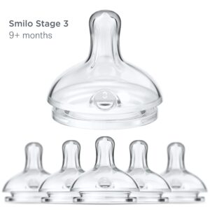 Smilo Anti-Colic Bottle Nipple, Fast Flow 9M+, Stage 3 Suitable from 9 Months, Smooth Flow Anti-Colic (Pack of 6)