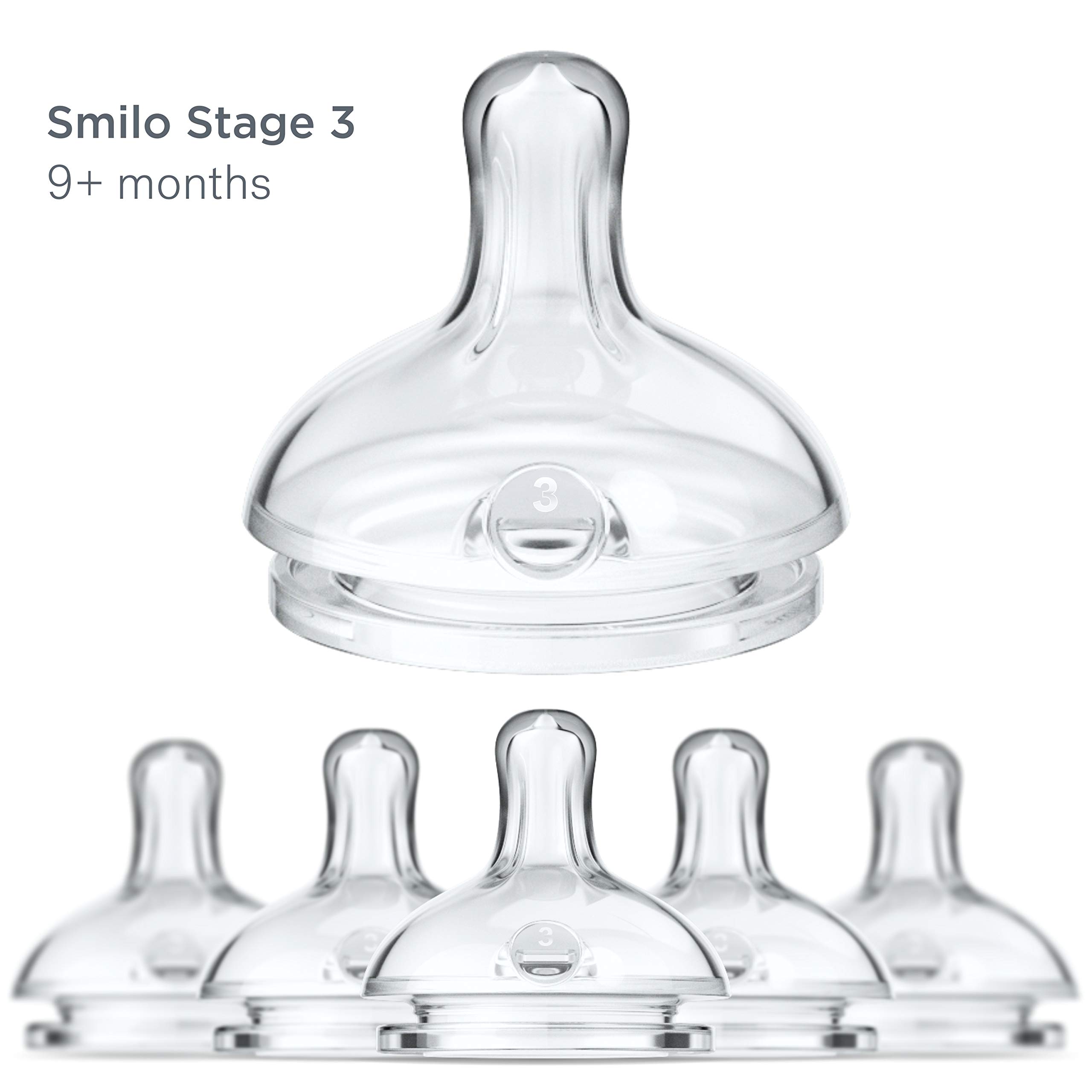 Smilo Anti-Colic Bottle Nipple, Fast Flow 9M+, Stage 3 Suitable from 9 Months, Smooth Flow Anti-Colic (Pack of 6)